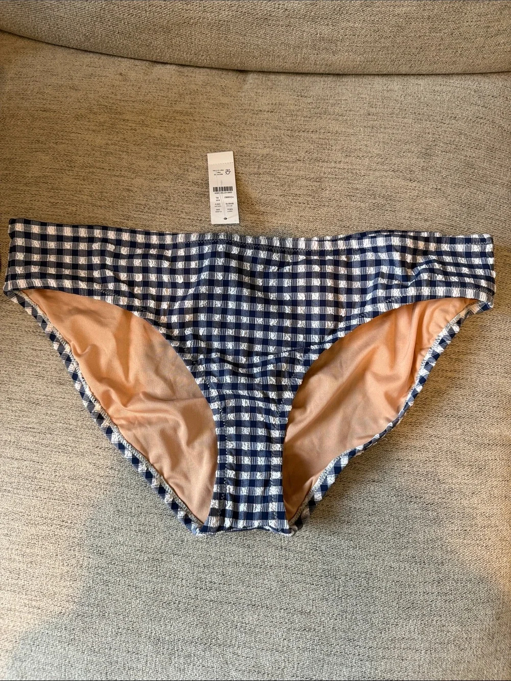 J. Crew Navy and White Gingham Bikini Bottoms